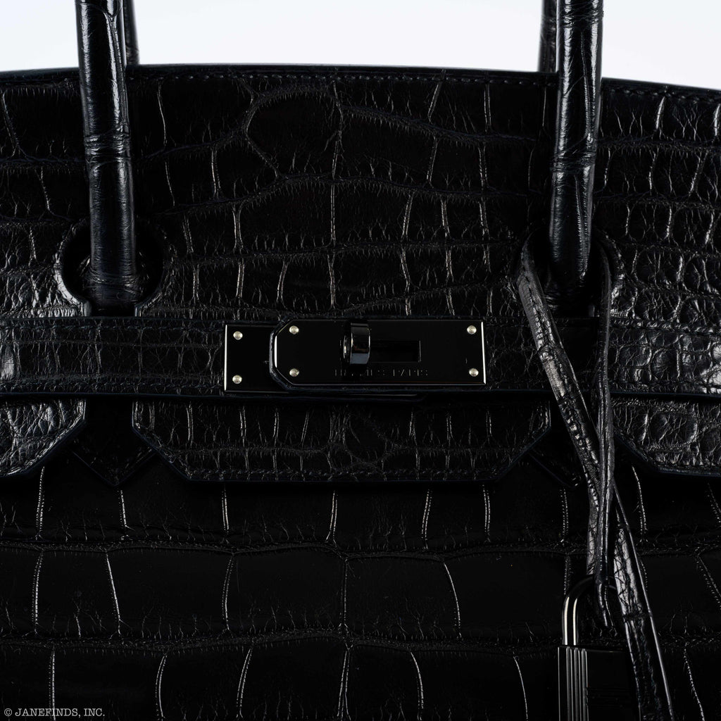 Hermes Birkin 35 SO BLACK Matte Alligator PVD Hardware