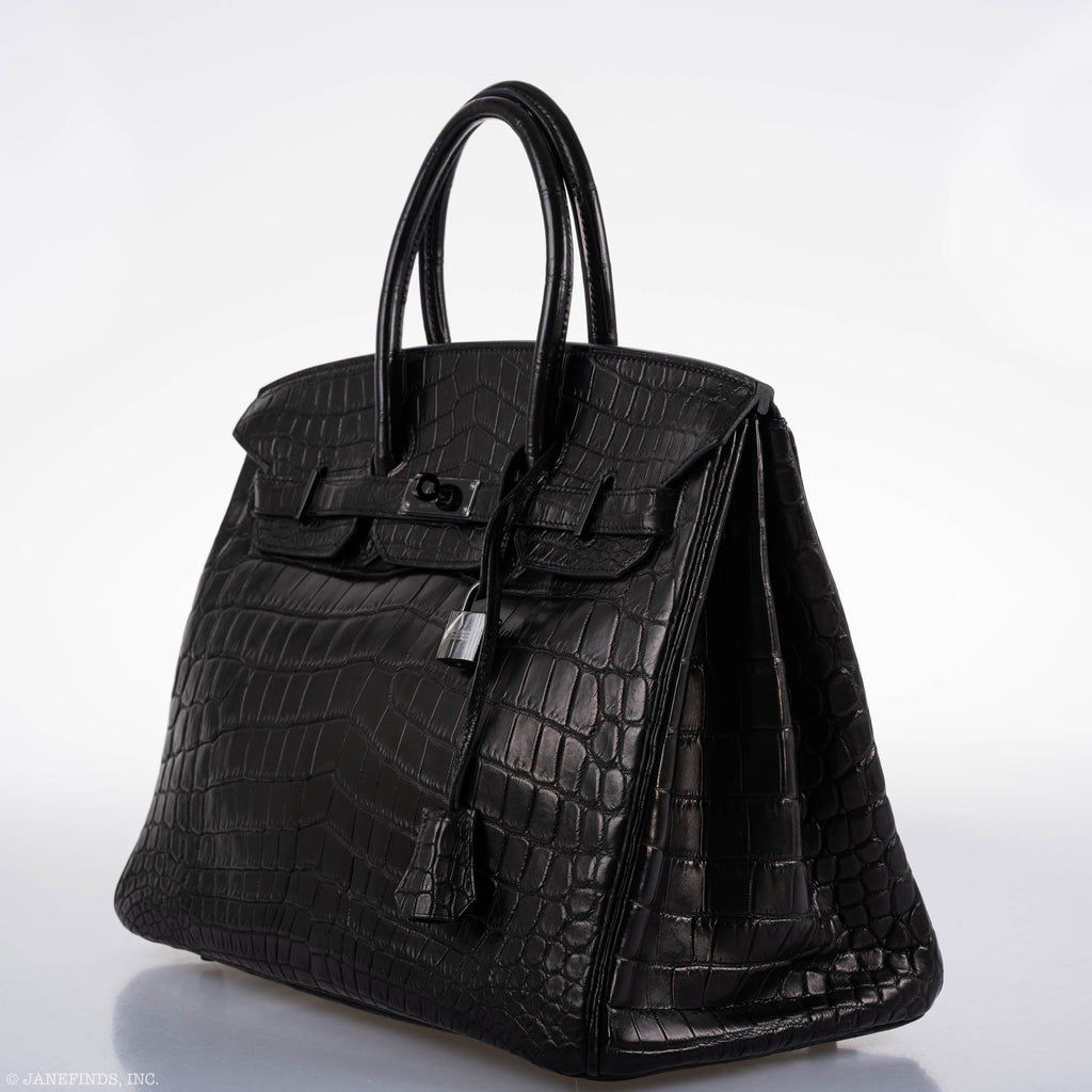 Hermes Birkin 35 SO BLACK Matte Alligator PVD Hardware