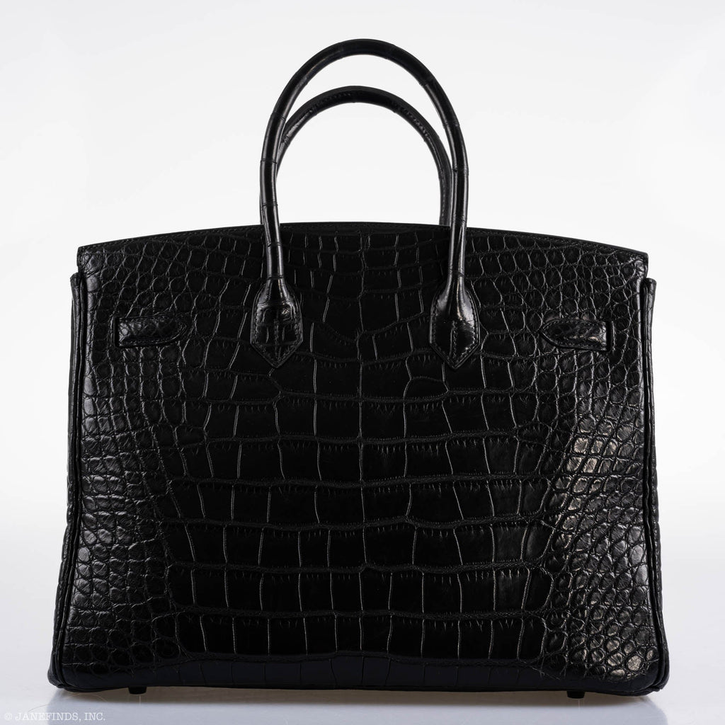Hermes Birkin 35 SO BLACK Matte Alligator PVD Hardware