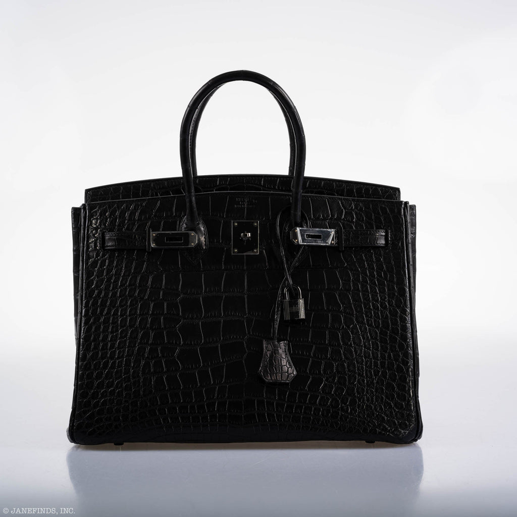 Hermes Birkin 35 SO BLACK Matte Alligator PVD Hardware