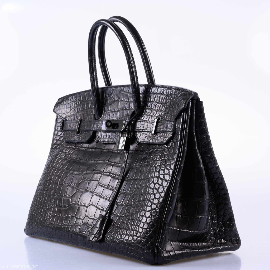 Hermes Birkin 35 SO BLACK Matte Alligator PVD Hardware