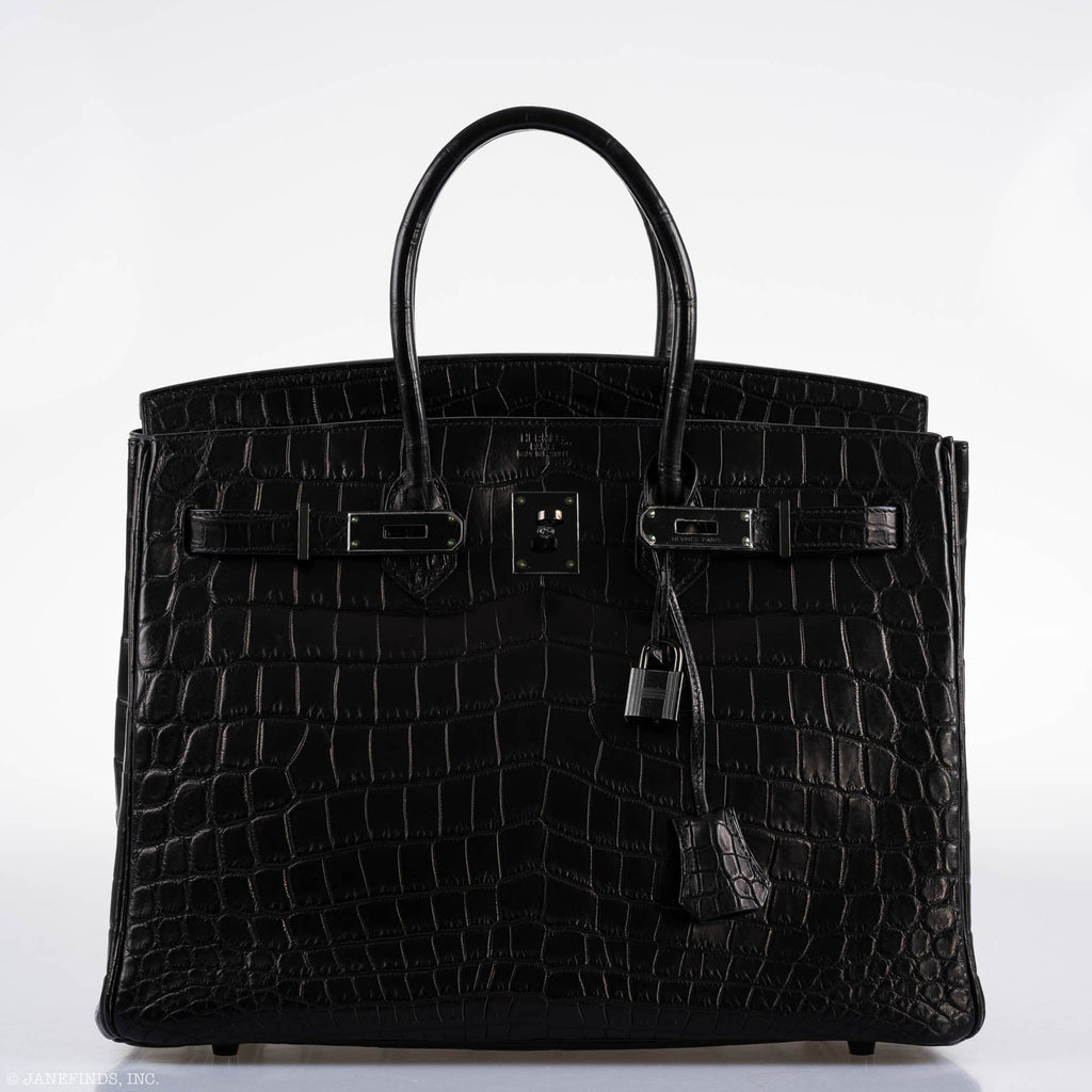 Hermes Birkin 35 SO BLACK Matte Alligator PVD Hardware