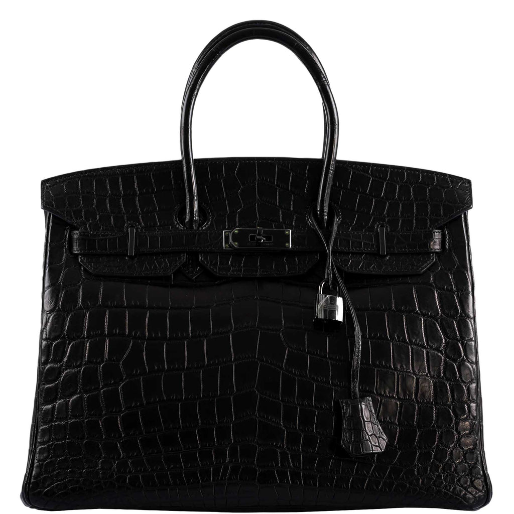 Hermes Birkin 35 SO BLACK Matte Alligator PVD Hardware