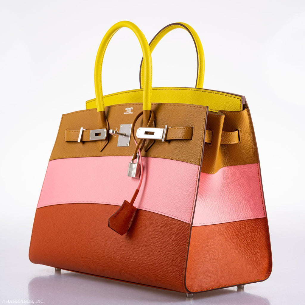 Hermes Birkin 35 Sellier "Sunrise" Rainbow Epsom Palladium Hardware