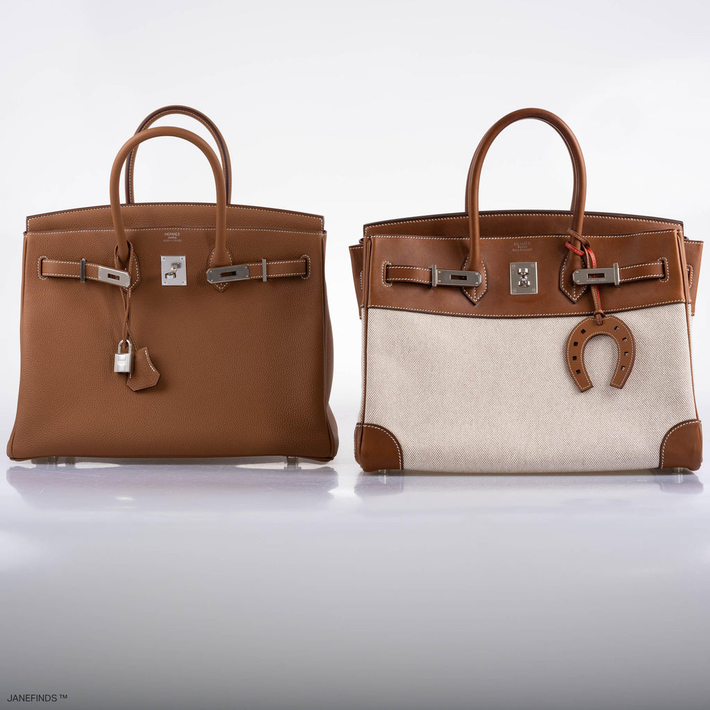 Hermes Birkin 35 Toile & Barenia with Palladium Hardware