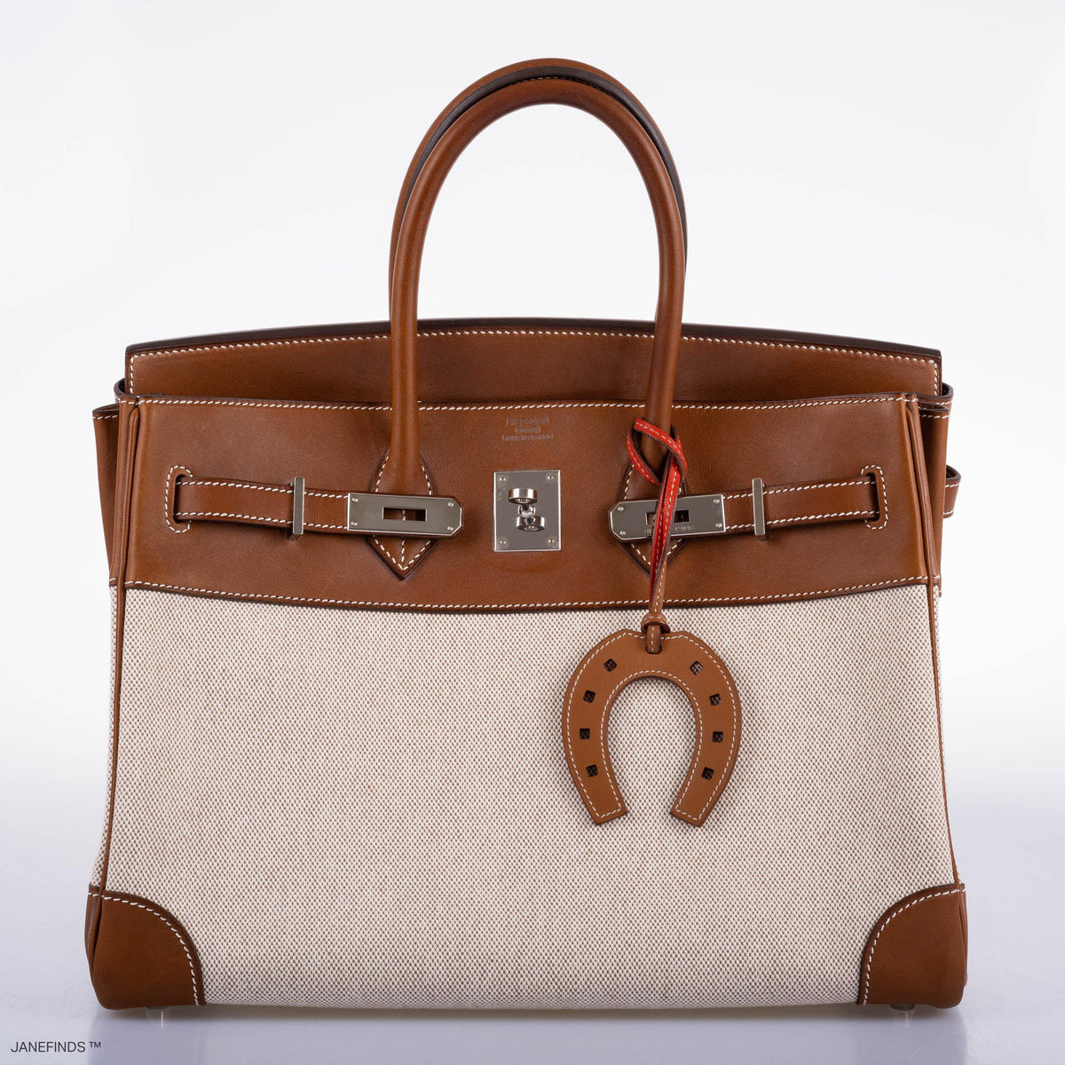 Hermes Birkin 35 Toile & Barenia with Palladium Hardware