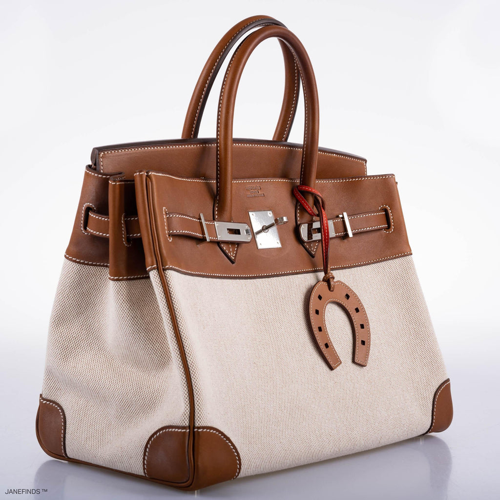 Hermes Birkin 35 Toile & Barenia with Palladium Hardware
