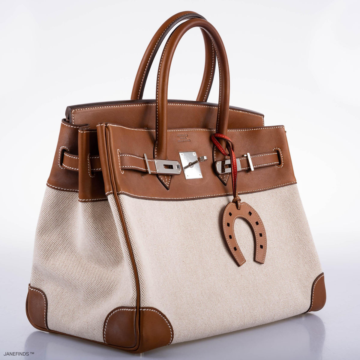 Hermes Birkin 35 Toile & Barenia with Palladium Hardware