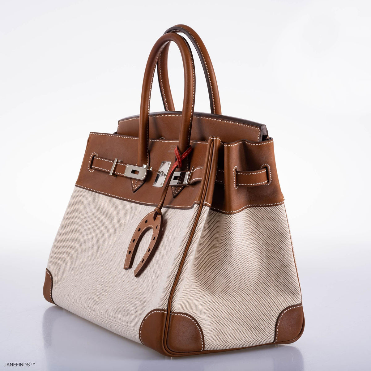 Hermes Birkin 35 Toile & Barenia with Palladium Hardware
