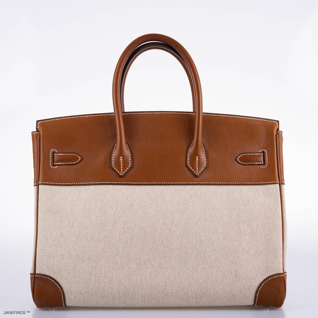 Hermes Birkin 35 Toile & Barenia with Palladium Hardware