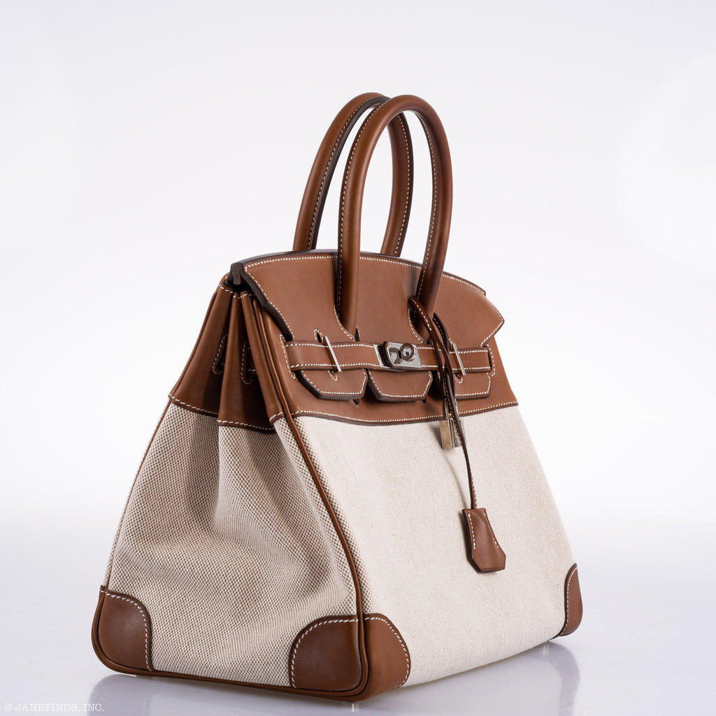 Hermes Birkin 35 Toile & Barenia with Palladium Hardware