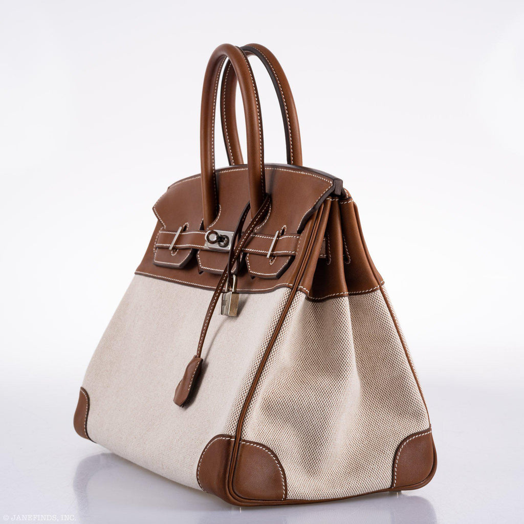 Hermes Birkin 35 Toile & Barenia with Palladium Hardware