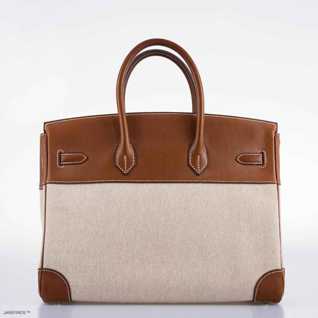 Hermes Birkin 35 Toile & Barenia with Palladium Hardware