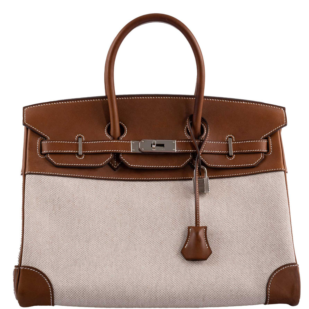 Hermes Birkin 35 Toile & Barenia with Palladium Hardware