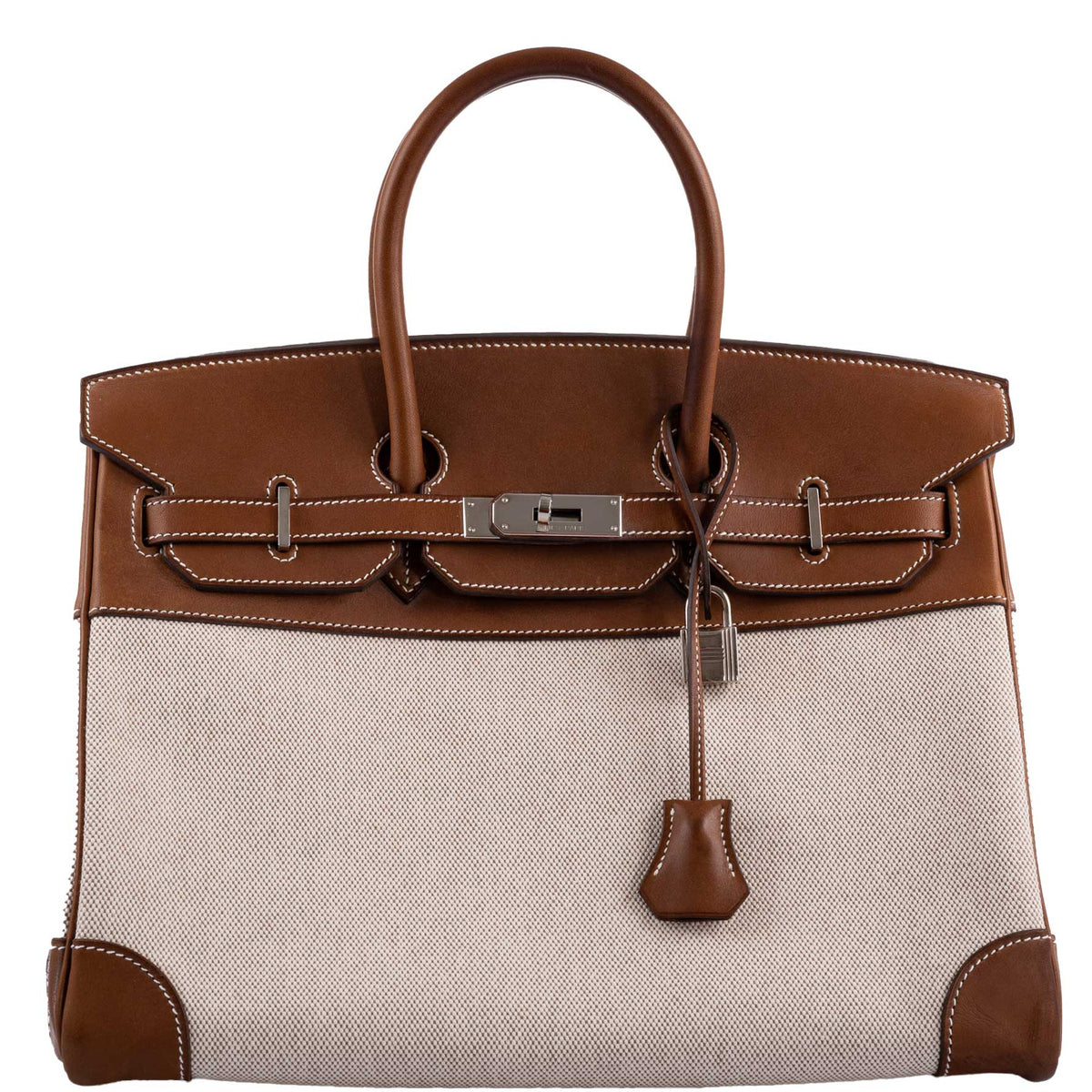 Hermes Birkin 35 Toile & Barenia with Palladium Hardware