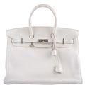 Hermes Birkin 35 White Clemence leather Palladium Hardware