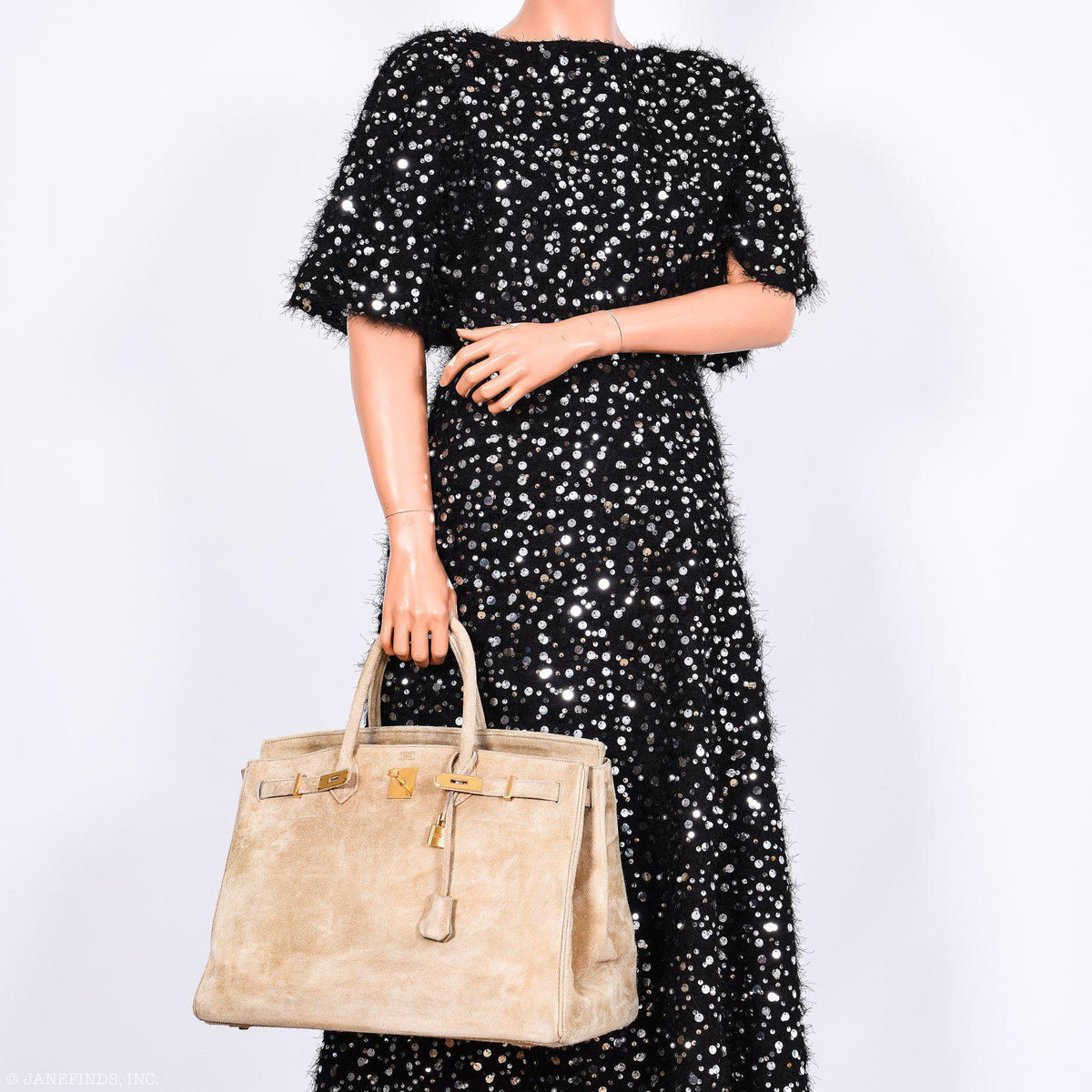 Hermes Birkin 40 Beige Veau Doblis Suede with Gold Hardware