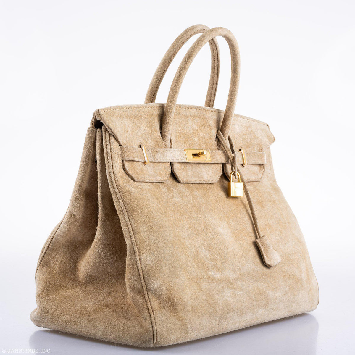 Hermes Birkin 40 Beige Veau Doblis Suede with Gold Hardware