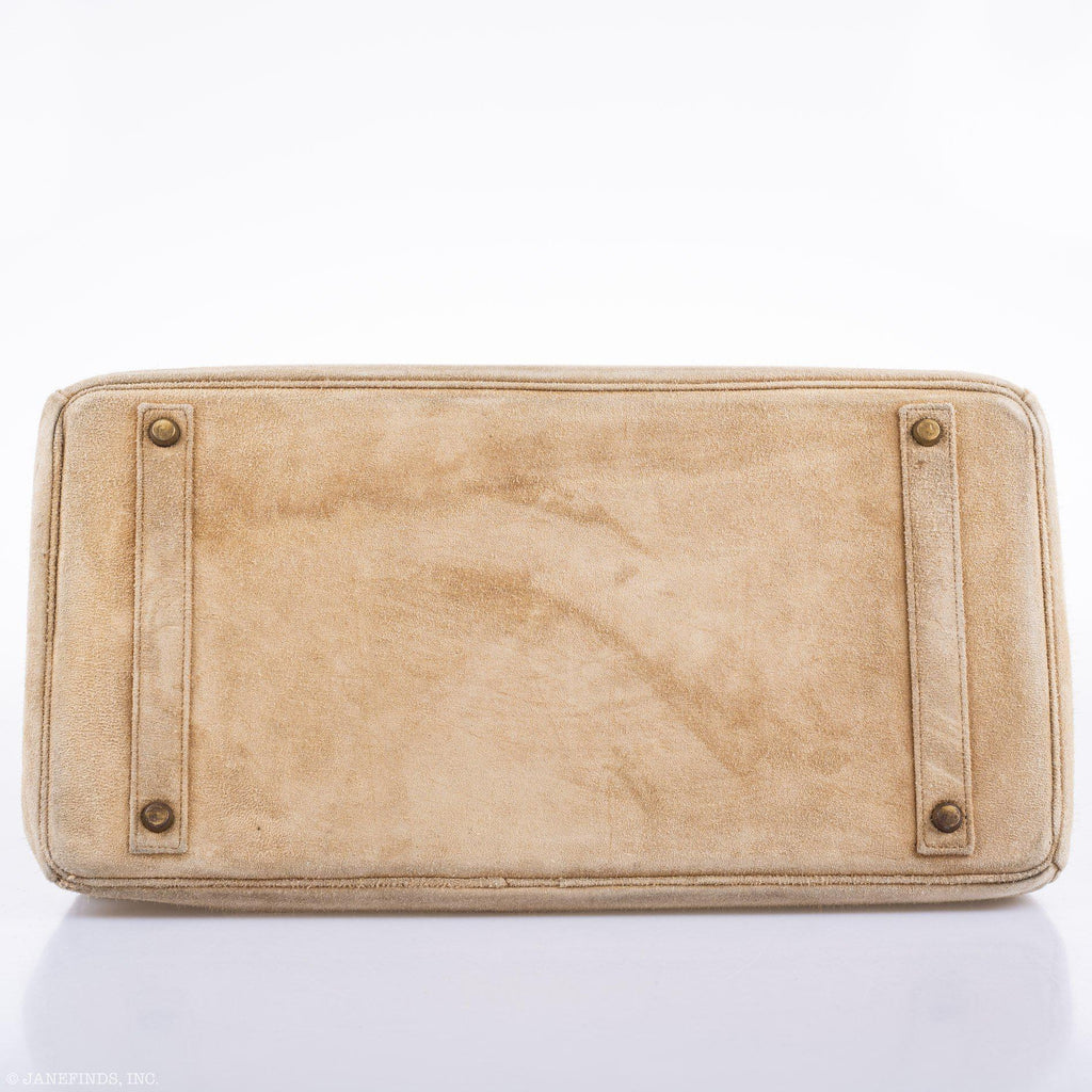 Hermes Birkin 40 Beige Veau Doblis Suede with Gold Hardware