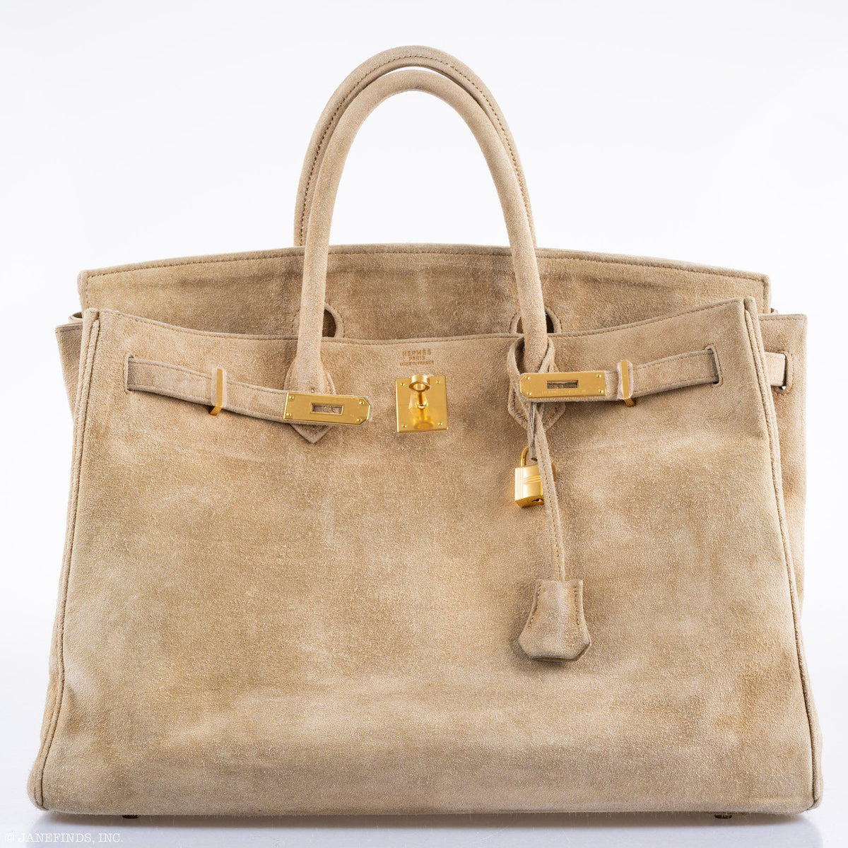 Hermes Birkin 40 Beige Veau Doblis Suede with Gold Hardware