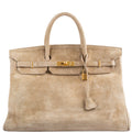 Hermes Birkin 40 Beige Veau Doblis Suede with Gold Hardware