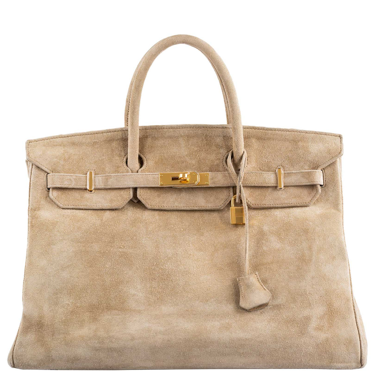 Hermes Birkin 40 Beige Veau Doblis Suede with Gold Hardware