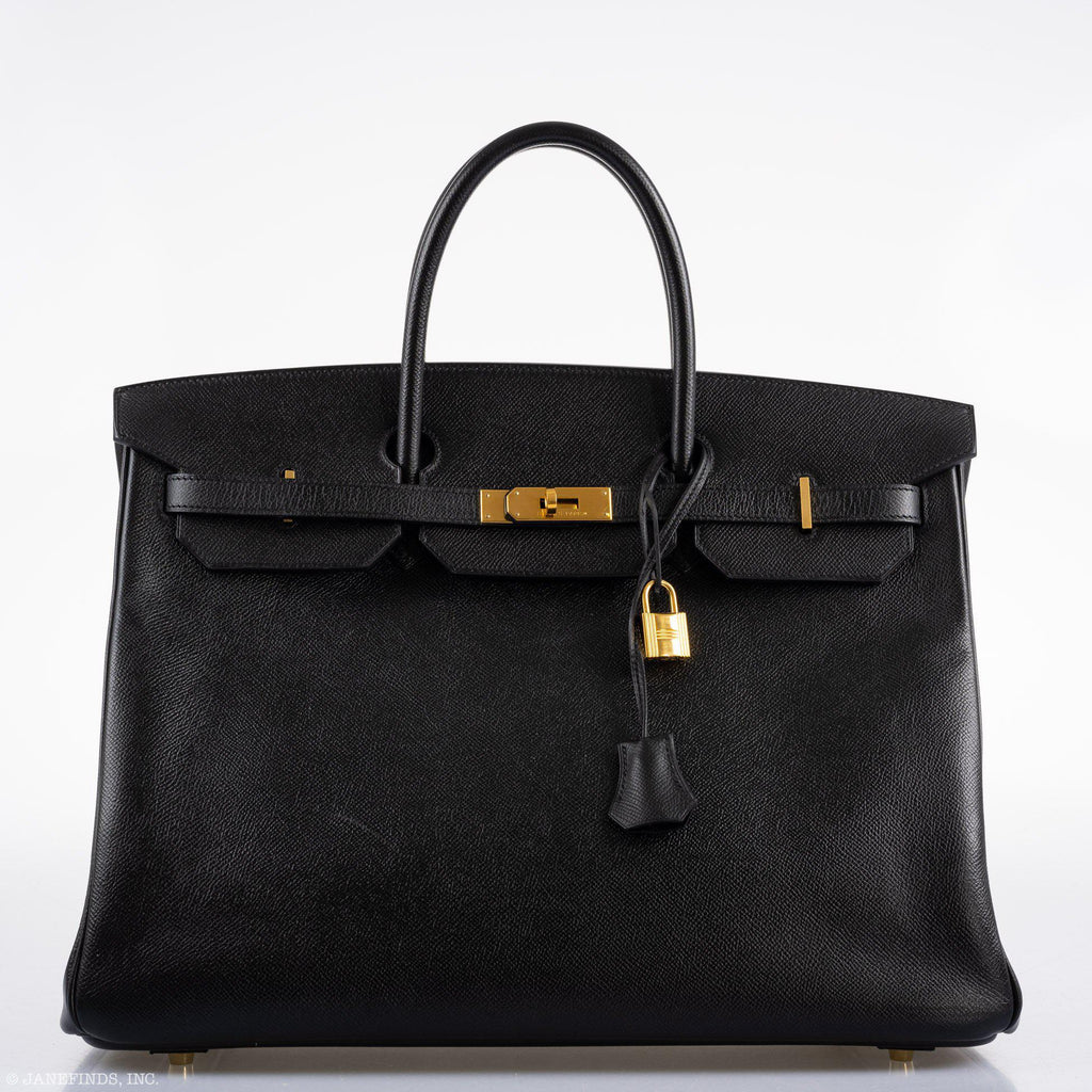 Hermes Birkin 40 Black Epsom Leather Gold Hardware