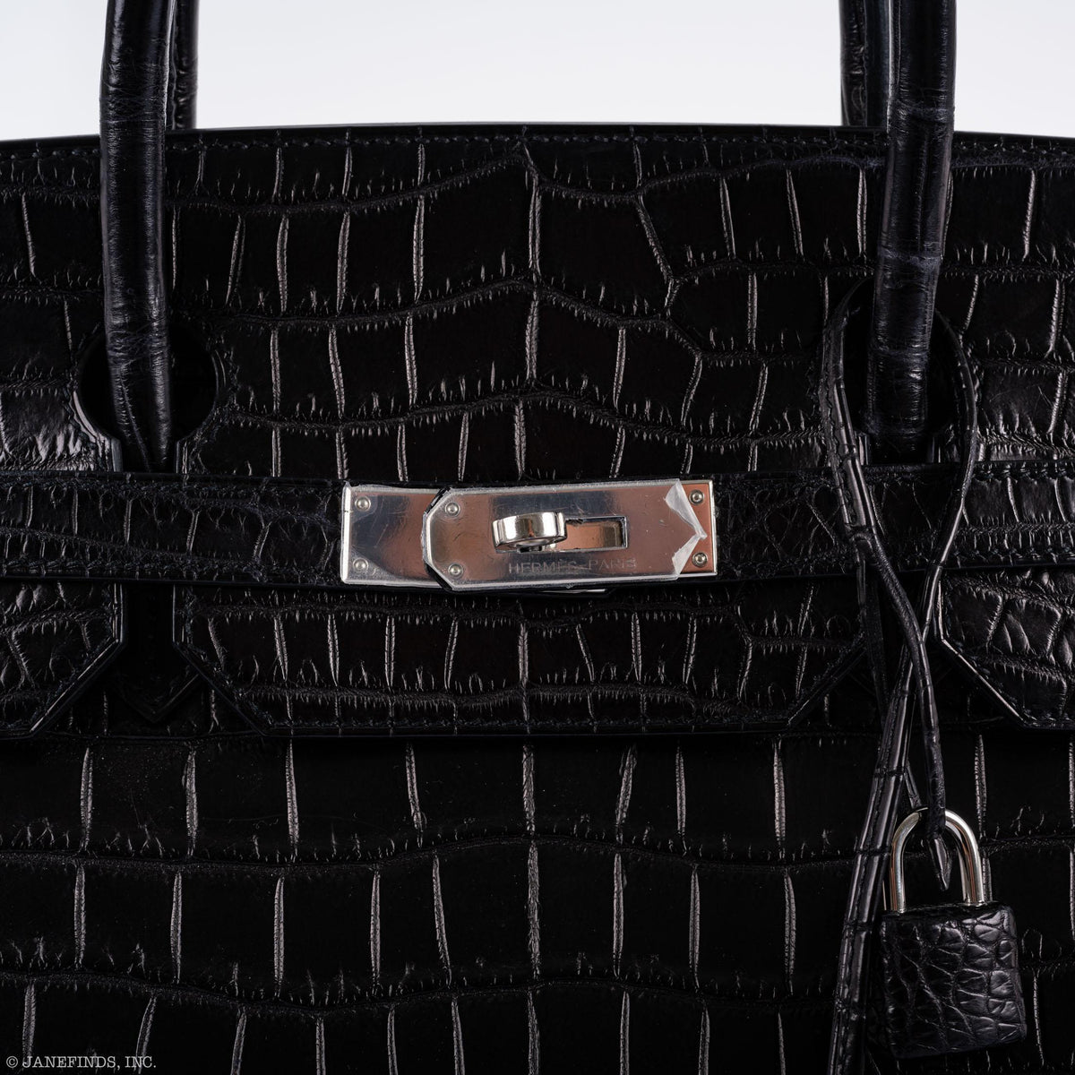 Hermes Birkin 40 Black Matte Porosus Crocodile Palladium Hardware