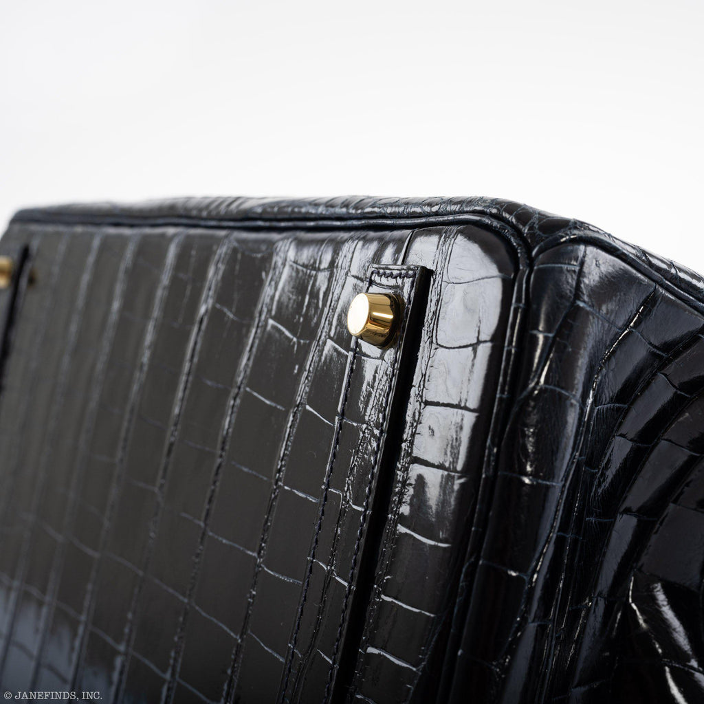 Hermes Birkin 40 Blue Nuit Porosus Crocodile Gold Hardware