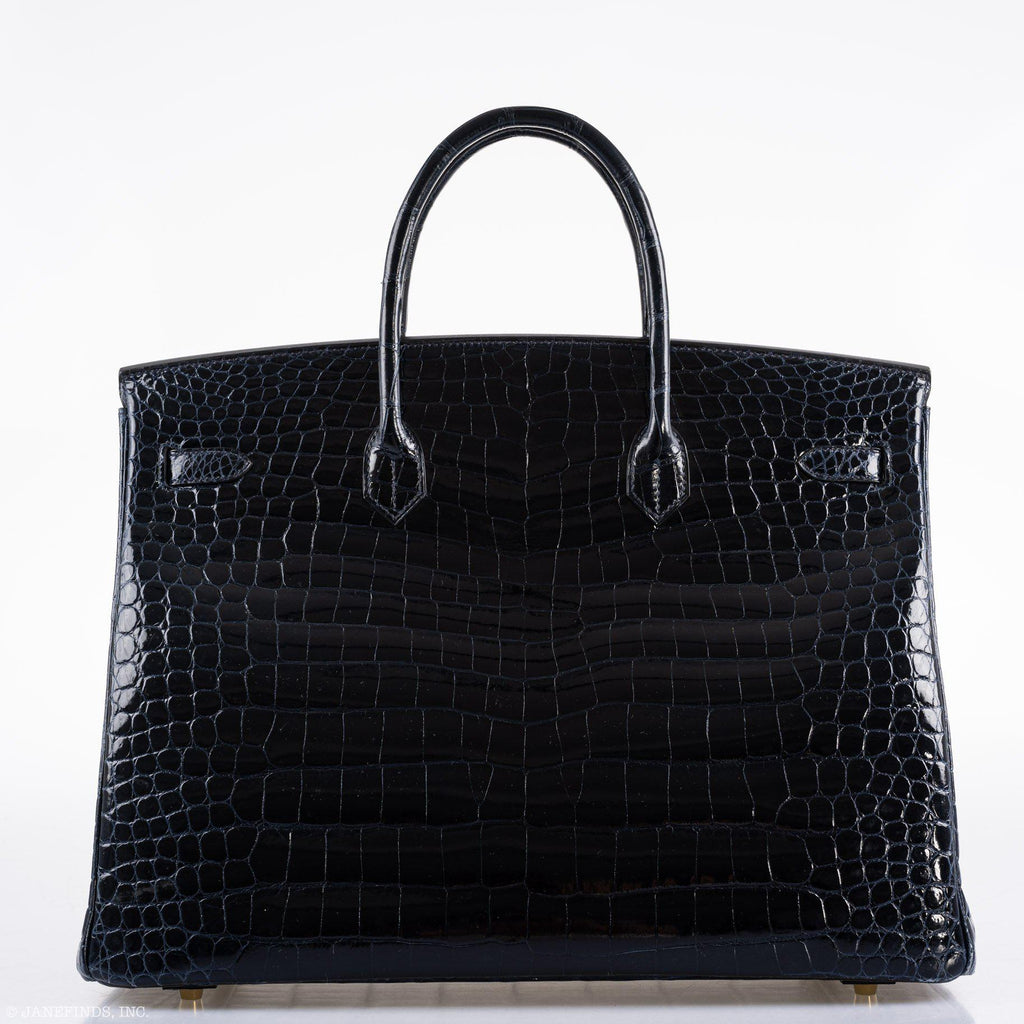 Hermes Birkin 40 Blue Nuit Porosus Crocodile Gold Hardware