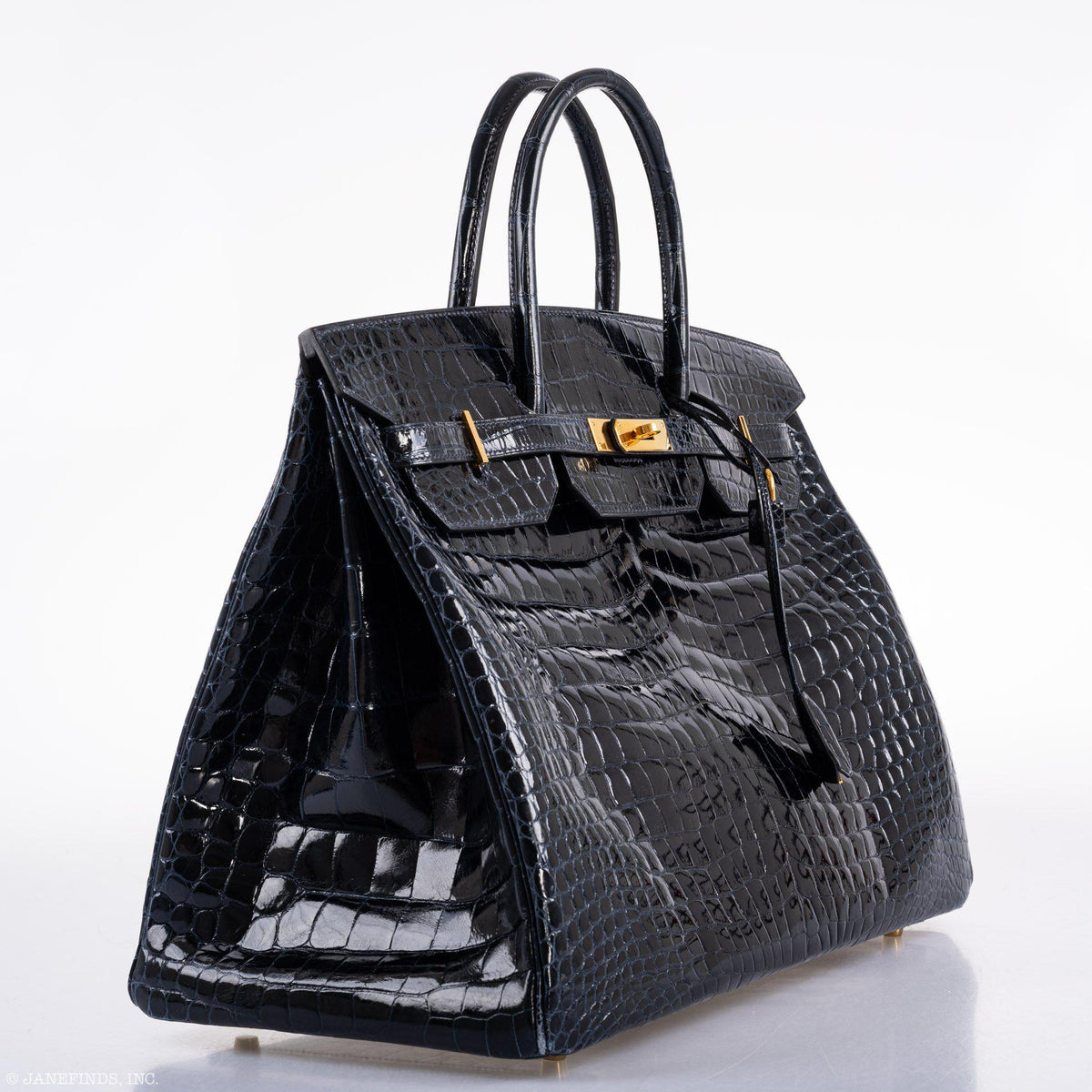 Hermes Birkin 40 Blue Nuit Porosus Crocodile Gold Hardware