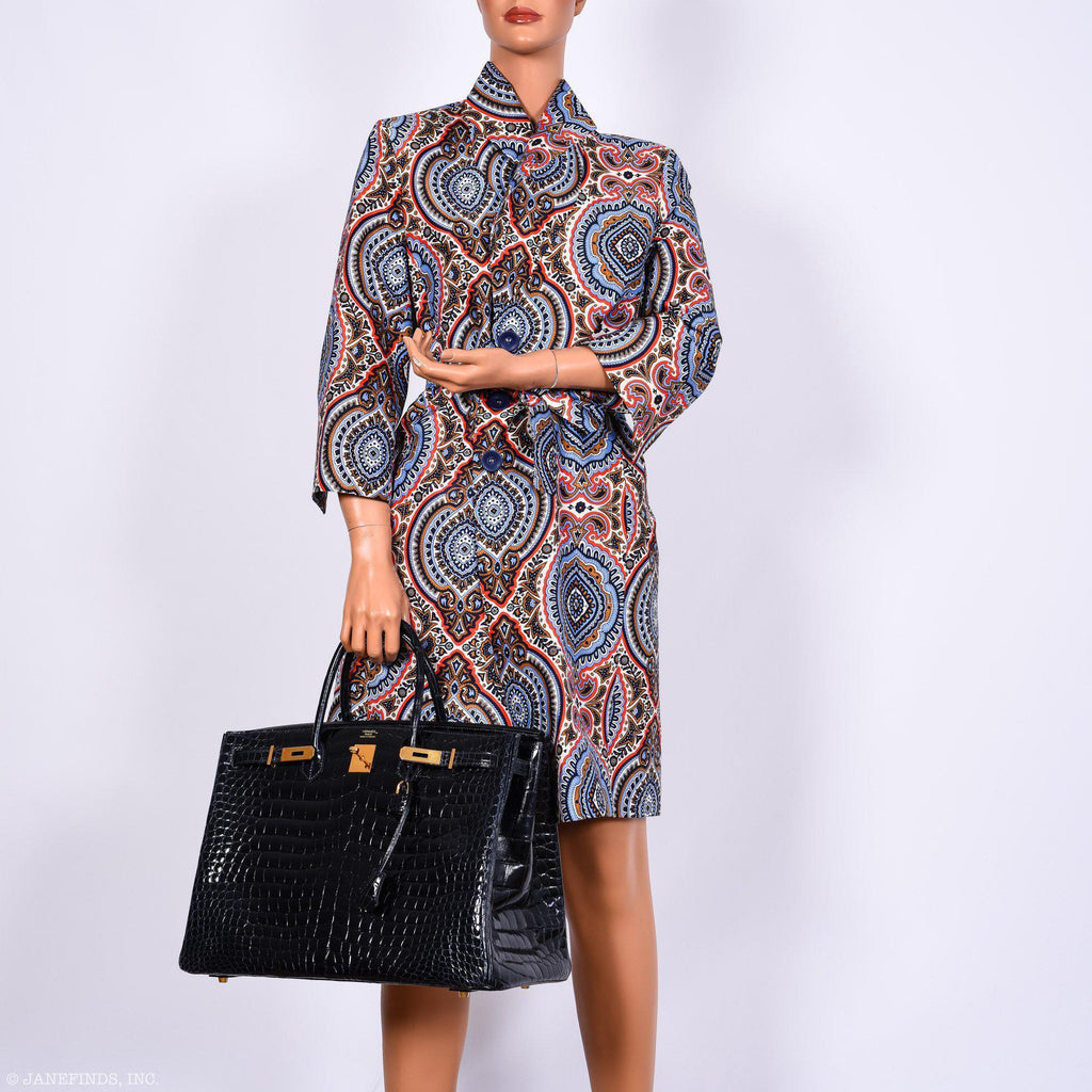 Hermes Birkin 40 Blue Nuit Porosus Crocodile Gold Hardware