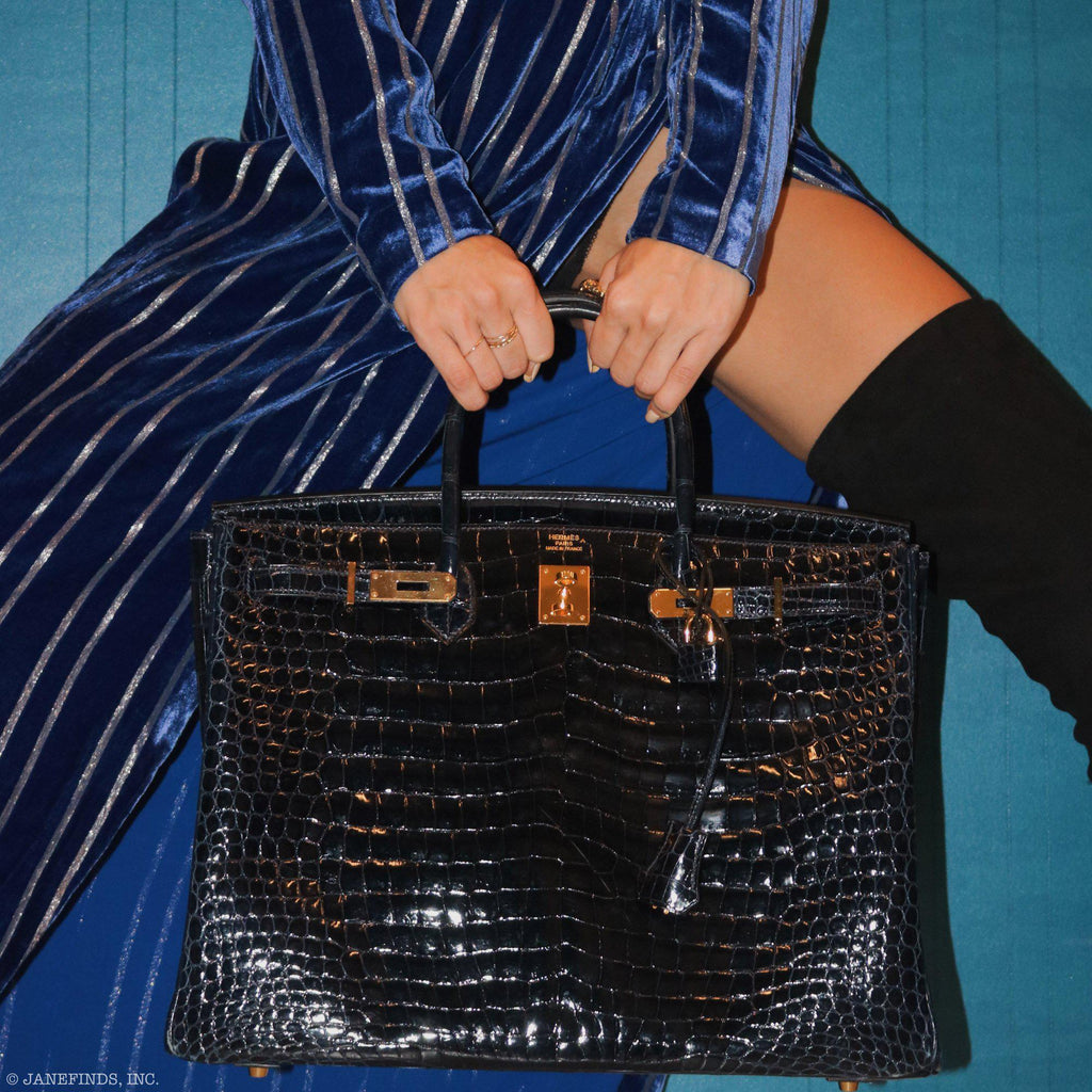 Hermes Birkin 40 Blue Nuit Porosus Crocodile Gold Hardware