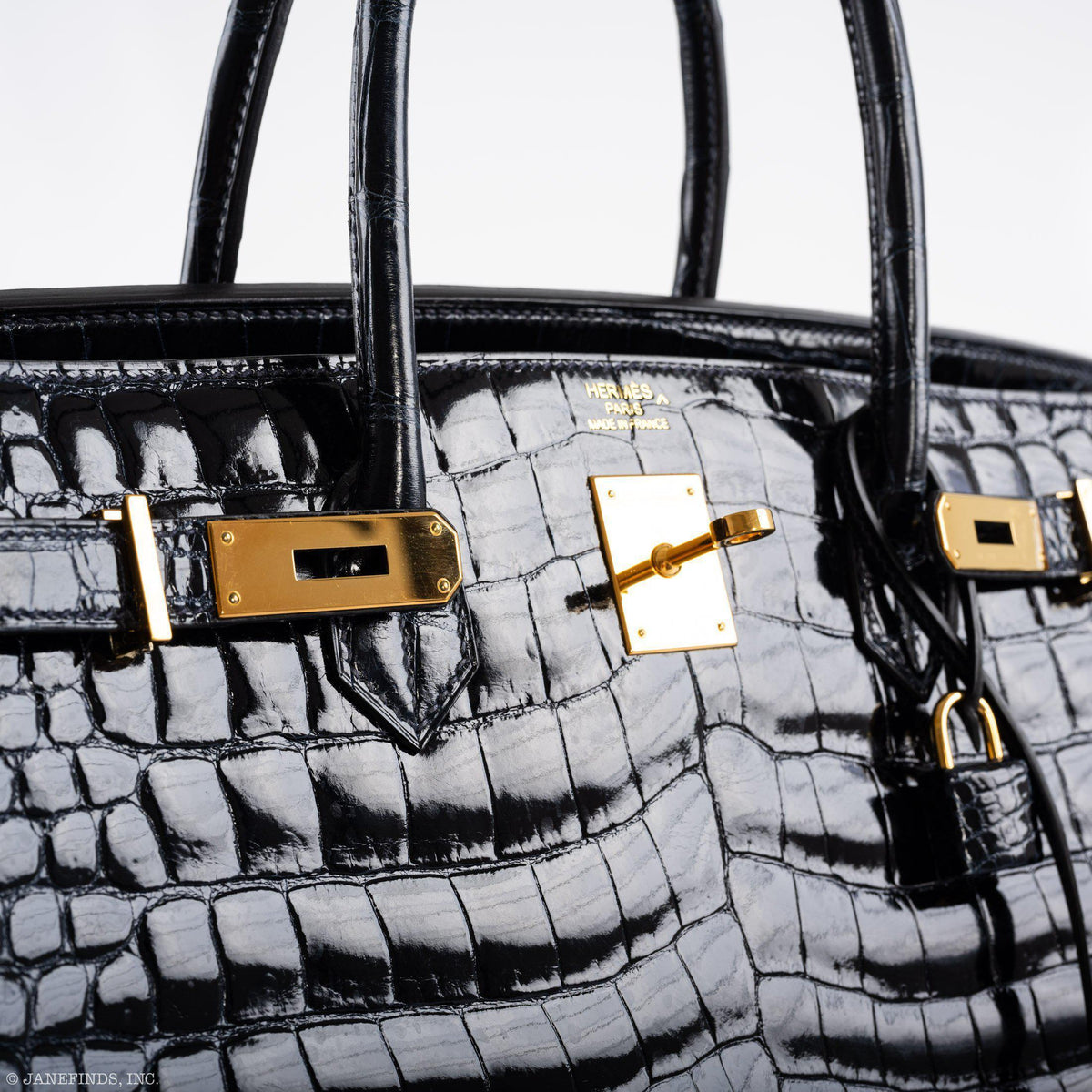 Hermes Birkin 40 Blue Nuit Porosus Crocodile Gold Hardware