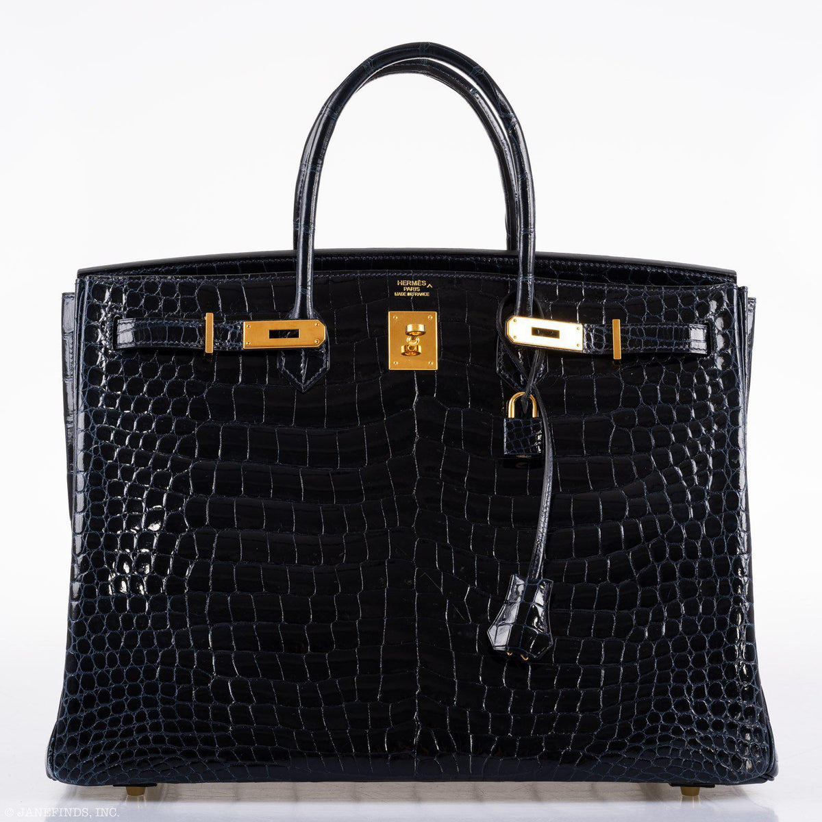 Hermes Birkin 40 Blue Nuit Porosus Crocodile Gold Hardware