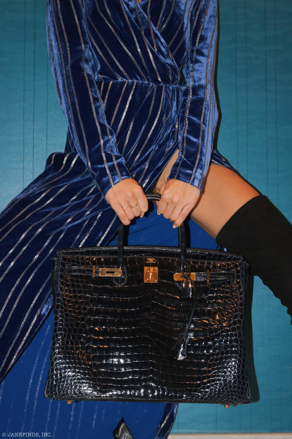 Hermes Birkin 40 Blue Nuit Porosus Crocodile Gold Hardware