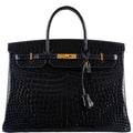 Hermes Birkin 40 Blue Nuit Porosus Crocodile Gold Hardware