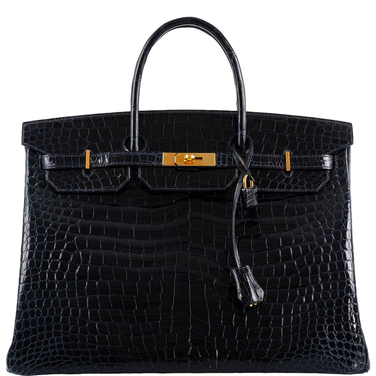 Hermes Birkin 40 Blue Nuit Porosus Crocodile Gold Hardware