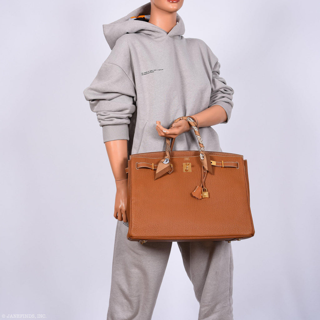 Hermes Birkin 40 Gold Fjord Leather Gold Hardware