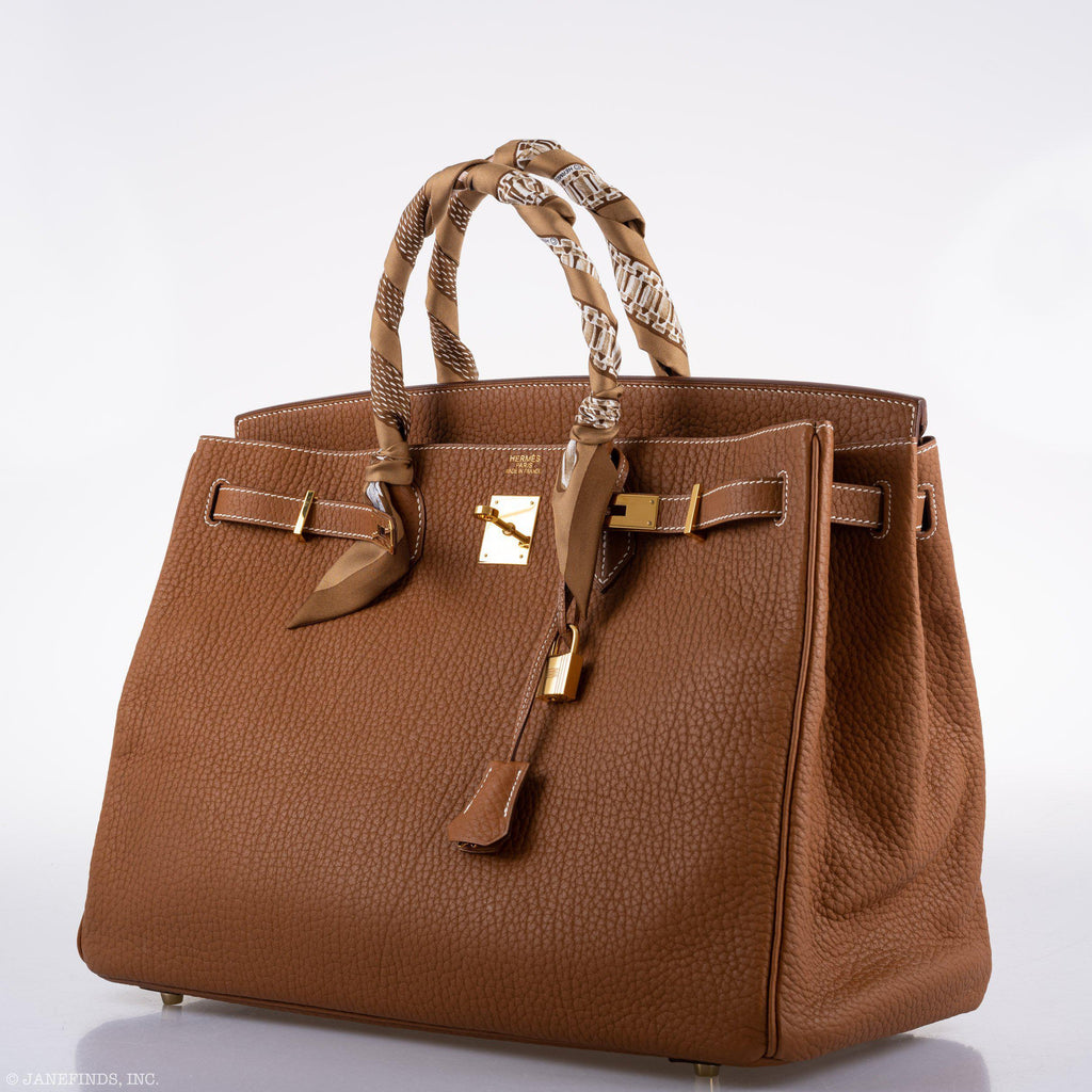 Hermes Birkin 40 Gold Fjord Leather Gold Hardware