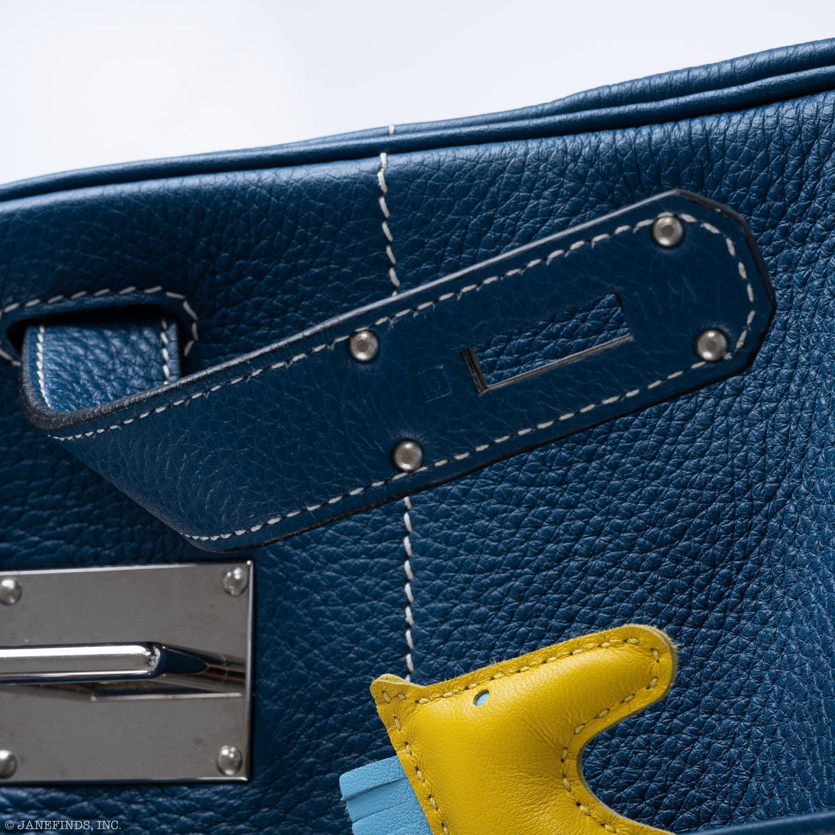 Hermes Birkin 40 HAC Blue Thalassa Togo & White Stitching Palladium Hardware