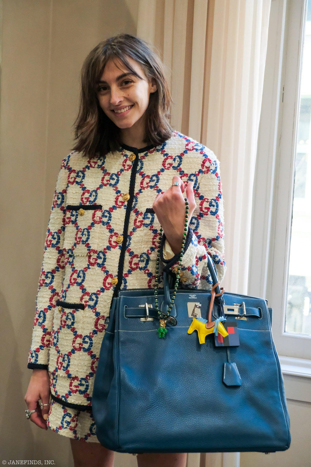 Hermes Birkin 40 HAC Blue Thalassa Togo & White Stitching Palladium Hardware