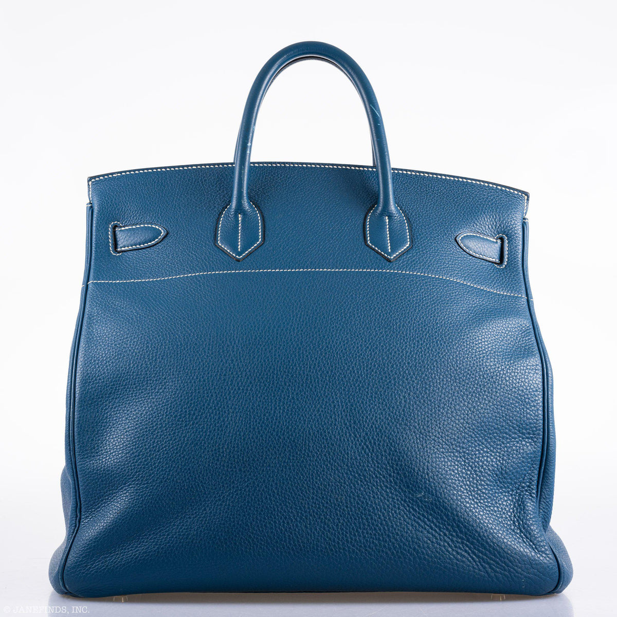 Hermes Birkin 40 HAC Blue Thalassa Togo & White Stitching Palladium Hardware