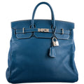 Hermes Birkin 40 HAC Blue Thalassa Togo & White Stitching Palladium Hardware