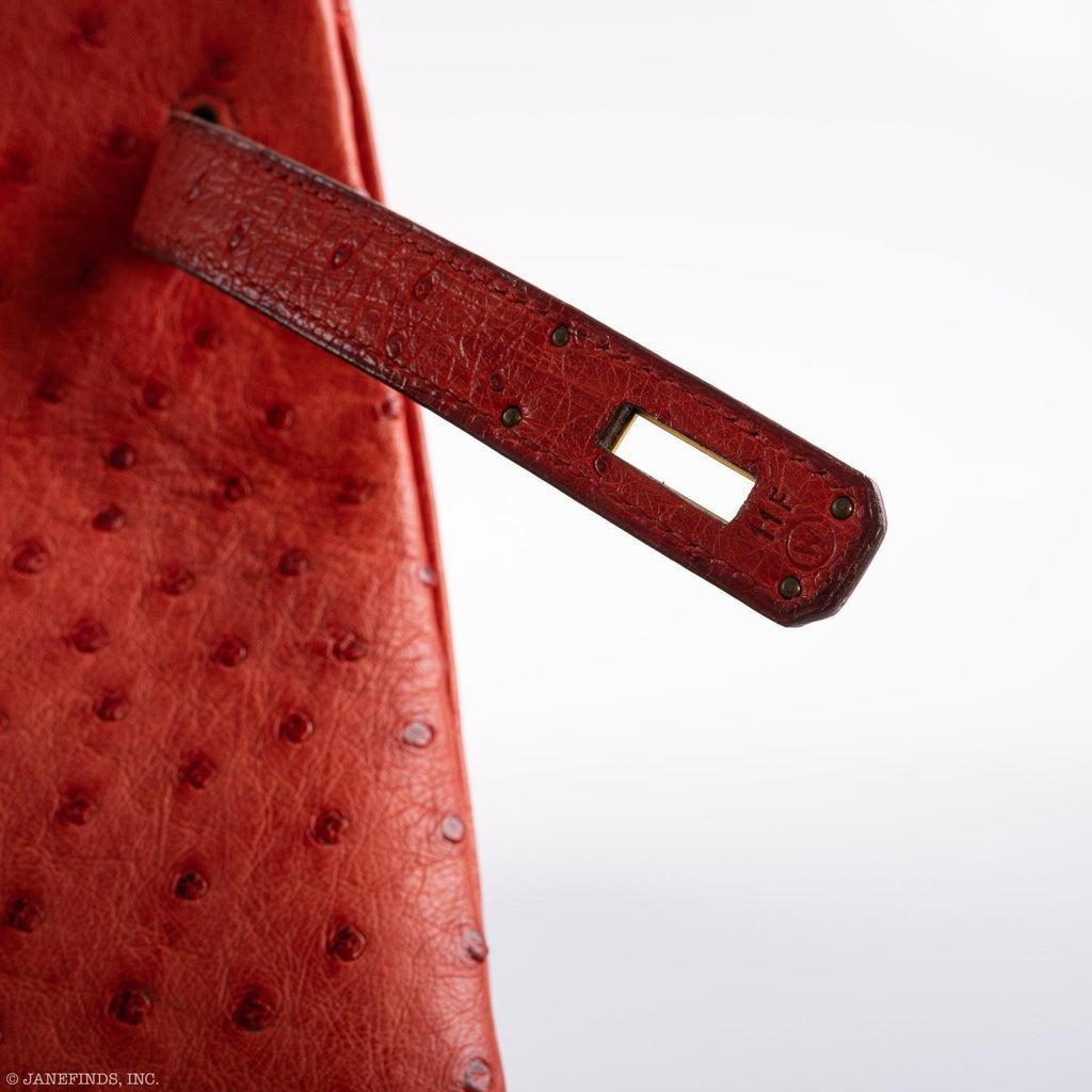 Hermes Birkin 40 Rouge Vif Ostrich with Gold Hardware