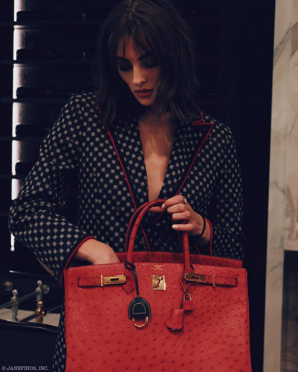 Hermes Birkin 40 Rouge Vif Ostrich with Gold Hardware