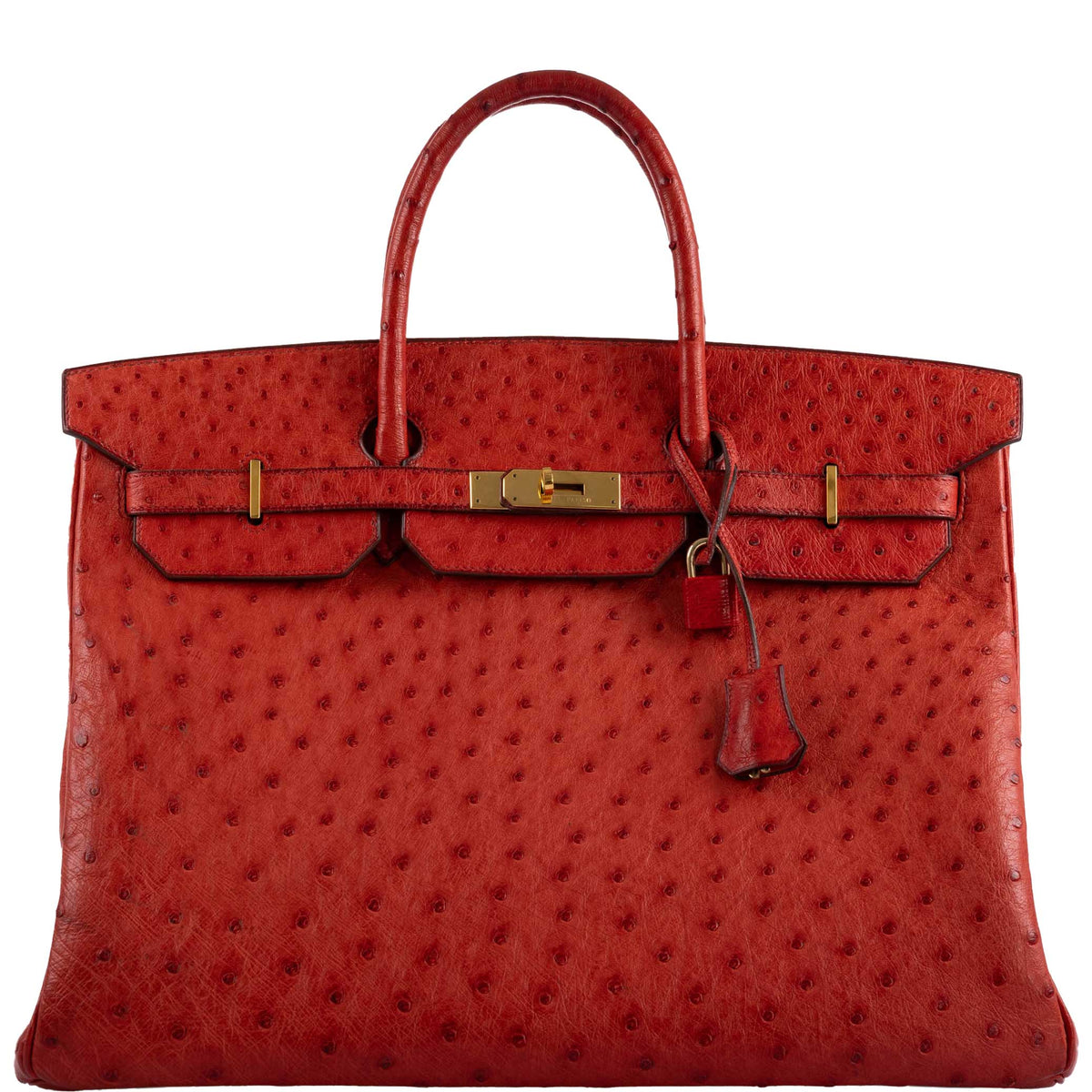 Hermes Birkin 40 Rouge Vif Ostrich with Gold Hardware