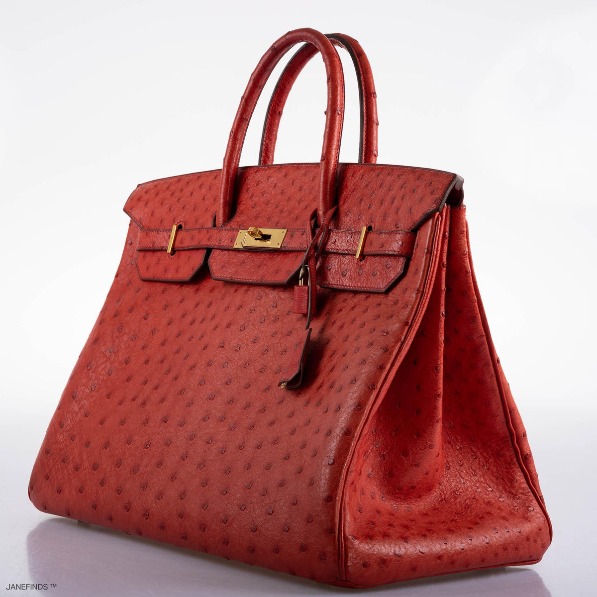 Hermes Birkin 40 Rouge Vif Ostrich with Gold Hardware