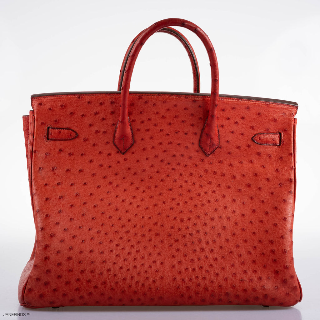 Hermes Birkin 40 Rouge Vif Ostrich with Gold Hardware