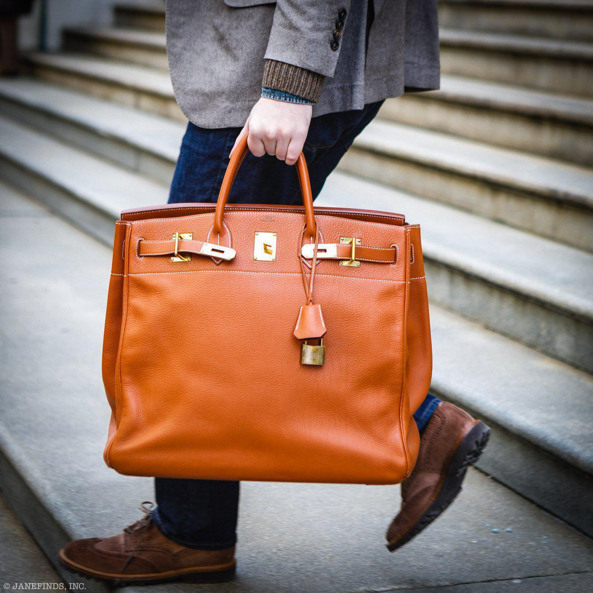 Hermes Birkin 45 HAC Etrusque Clemence Gold Hardware